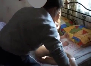 Dad is touching his sexy naked daughter