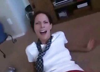 Brother seduces his slender teen sister