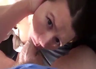 See my sister blowing my dick in POV